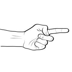 Pointing direction hand gesture line art outline