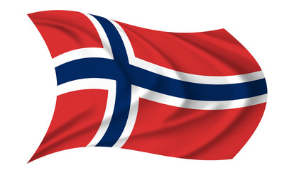 The flag of Norway waving from the wind, proudly fluttering in the wind