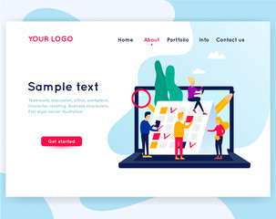 Group of people engaged in planning, business, time, teamwork. Site template