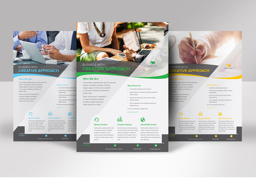 Business Flyer Layout with Geometric Shapes