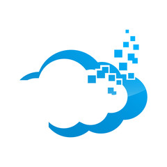 blue cloud symbol ,big data cloud logo,big cloud technology logo. CLoud data management vector logo