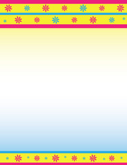 Decorative Floral Border in Pink, Blue, and Yellow