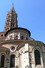 Fototapeta na wymiar Rear view of Saint-Sernin basilica in Toulouse, Haute-Garonne, France 