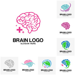 Set of Brain logo vector