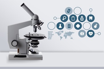 Medical equipment. microscope on Background