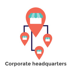 Franchise Icon Set with Home Office, corporate Headquarters and Franchisee Icon Images