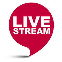 red vector bubble banner live stream