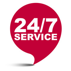 red vector bubble banner 24/7 service