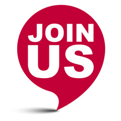 red vector bubble banner join us