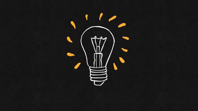 Hand drawn animated light bulb invention or idea concept