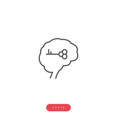 Hacking brain Vector Icon Business Management Related Vector Line Icon. Editable Stroke. 1000x1000 Pixel Perfect.
