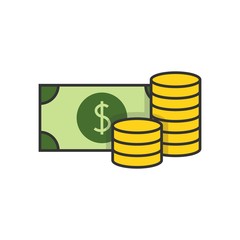 Money flat line icon