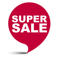 red vector bubble banner super sale