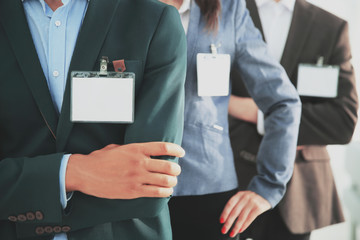 closeup.group of business people with blank badges