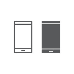 Smartphone line and glyph icon, electronic and device, phone sign, vector graphics, a linear pattern on a white background, eps 10.
