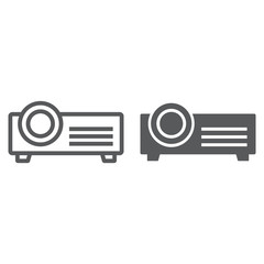 Projector line and glyph icon, electronic and seminar, presentation sign, vector graphics, a linear pattern on a white background, eps 10.