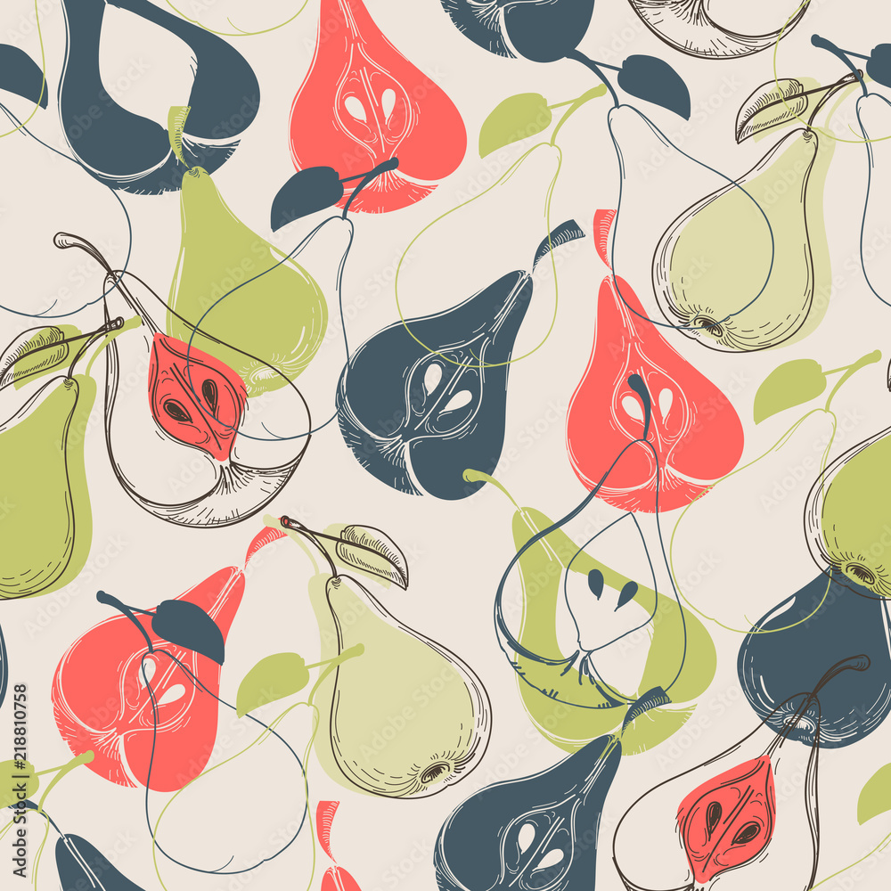 Poster Pear seamless pattern