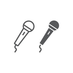 Microphone line and glyph icon, electronic and device, mic sign, vector graphics, a linear pattern on a white background, eps 10.