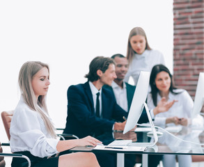 creative managers team working with new project in modern office