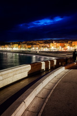 Fototapeta na wymiar City of Nice at Night in France