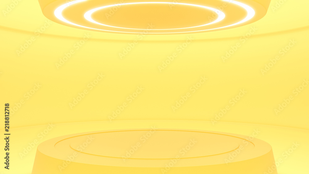 Wall mural yellow studio in futuristic design. 3d rendering..