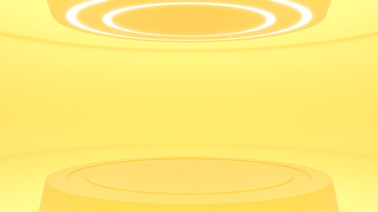 Obraz premium Yellow studio in futuristic design. 3D rendering..