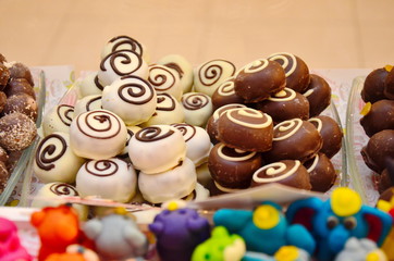 multicolored confetti on a light background