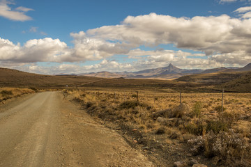 Fototapeta na wymiar Karoo winter landscape in the Nieu Bethesda district South Africa image in landscape format with copy space