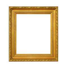 Gold vintage frame isolated on white background with clipping path