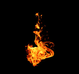 Fototapeta premium Fire flames isolated on black background