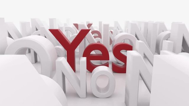 Red word "yes" surrounded by "no" words.