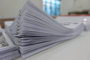 Paper business documents of finished stacked