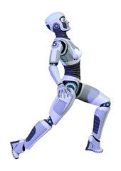 3D Rendering Female Robot  on White