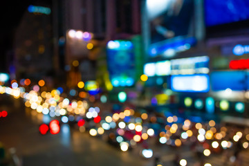 Abstract blurred of traffic jam at night time.