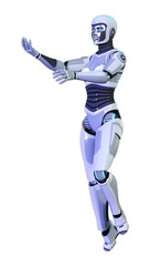 3D Rendering Female Robot on White