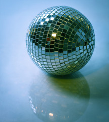 mirror ball.isolated on a dark background.photo with copy space
