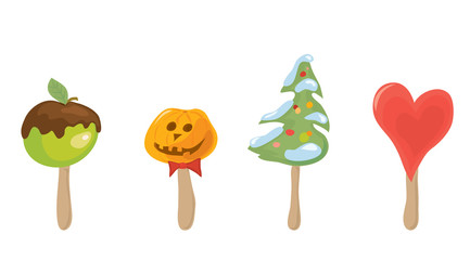 choose your sweet holiday/ set of vector festive desserts on a stick