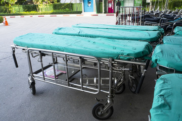 HUA-HIN, THAILAND - AUGUST 20, 2018 empty bed in the hospital, out door  in Hua Hin, Thailand