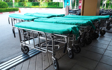 HUA-HIN, THAILAND - AUGUST 20, 2018 empty bed in the hospital, out door  in Hua Hin, Thailand