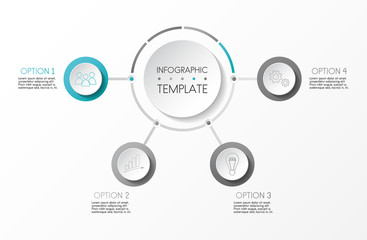 Design of gray infographic with icons. Vector.