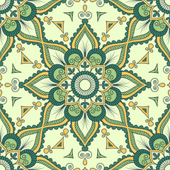 Hand drawn ornamental seamless pattern. Vector Illustration