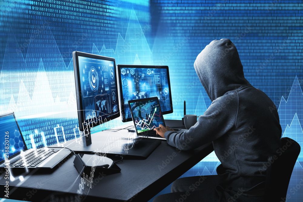 Poster Hacking and computing concept