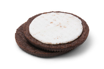 Chocolate biscuits isolated on white background