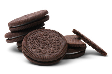 Chocolate biscuits isolated on white background
