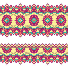 Ethnic seamless border. Hand drawn vector illustration
