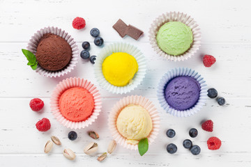 Ice cream with nuts and berries