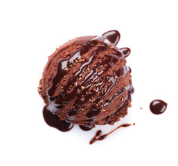 Ice cream scoop with chocolate