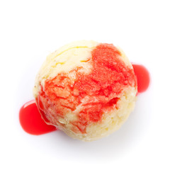 Ice cream scoop with berry jam