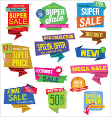 Sale stickers and tags colorful collection vector illustration 