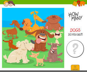 Obraz na płótnie Canvas count the dogs activity worksheet game